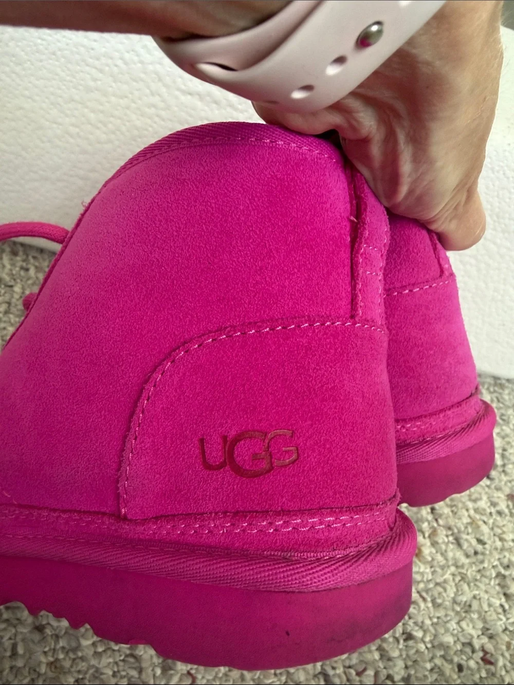 UGG Kids 6 or woman’s 8  Hot Pink Suede Lace-Up Ankle Boots